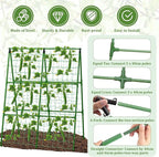 2 Packs Cucumber Trellis for Raised Beds, 31 X 47 Inch Adjustable Size A-Frame Garden Trellis for Climbing Plant Outdoors with Climbing Net and Plant Support Clip for Vegetable Grape Garden Supplies