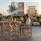 Ciokea Outdoor Bar Height Table Set of 5, 60" Extra Long Rectangle High Top Table and 4 Oversized Adirondack Chairs Set, Heavy-Duty All-Weather HDPE Patio Bar Set for Backyard Balcony Deck, Teak