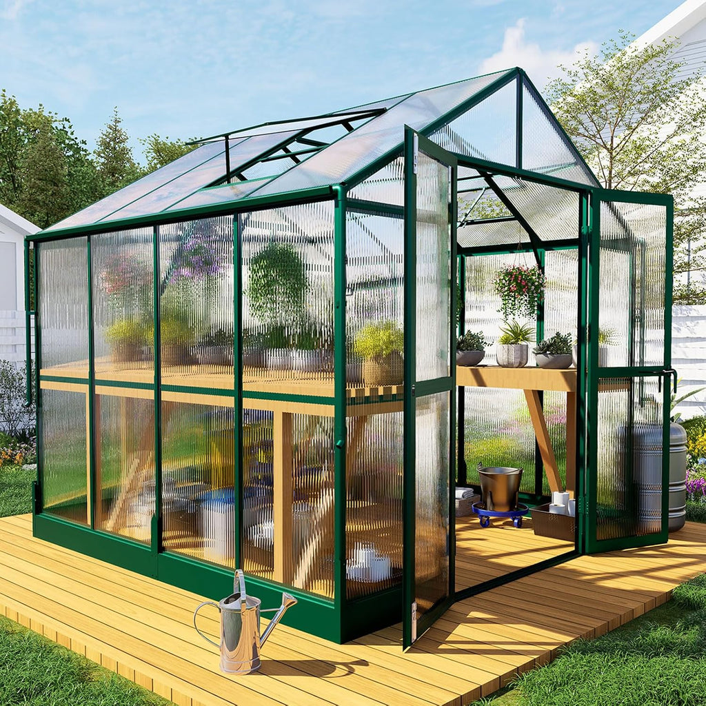 howe 8x8x7.5 ft polycarbonate greenhouse with lockable swing, main product view