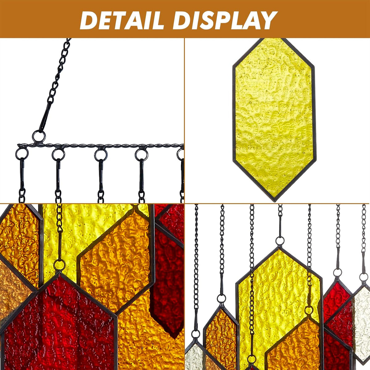 stained glass window hanging, crystal suncatcher, blue-green, close-up detail
