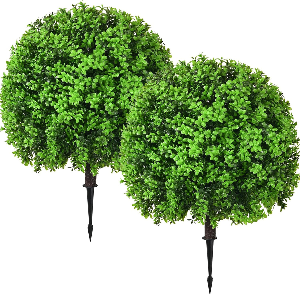 artificial topiary ball trees, green-boxwood, 2 pack, 25.6, main product view