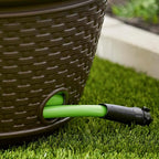 Suncast 2 Pack Decorative Wicker Garden Hose Holder Pot with 4 Drain Holes for 100 Foot Hoses, Java