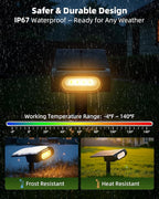 EZVALO Solar Spot Lights Outdoor IP67 Waterproof, Adjustable Solar Landscape Lights, 3 Lighting Modes Solar Spotlights for Outside Yard Garden Plant Trees Pathway Flag (Warm White-2Pack)