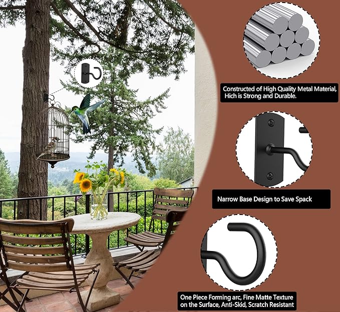 4Pack 2.5in Ceiling Hooks for Hanging Plants Black