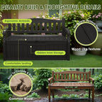 Greesum 80 Gallon Outdoor Storage Bench, Resin Patio Furniture with Armrest,Waterproof and UV-Resistant, Perfect to Garden, Poolside and Lawn, Black