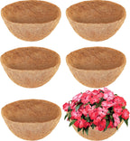 LCHUANG Coco Liners for Planters - 6 Pack 12 Inch Round Hanging Basket Liners, 100% Natural Coconut Fiber Replacement Liners for Hanging Baskets Planters Flowers, Plants, Vegetables (12'' Pack of 6)