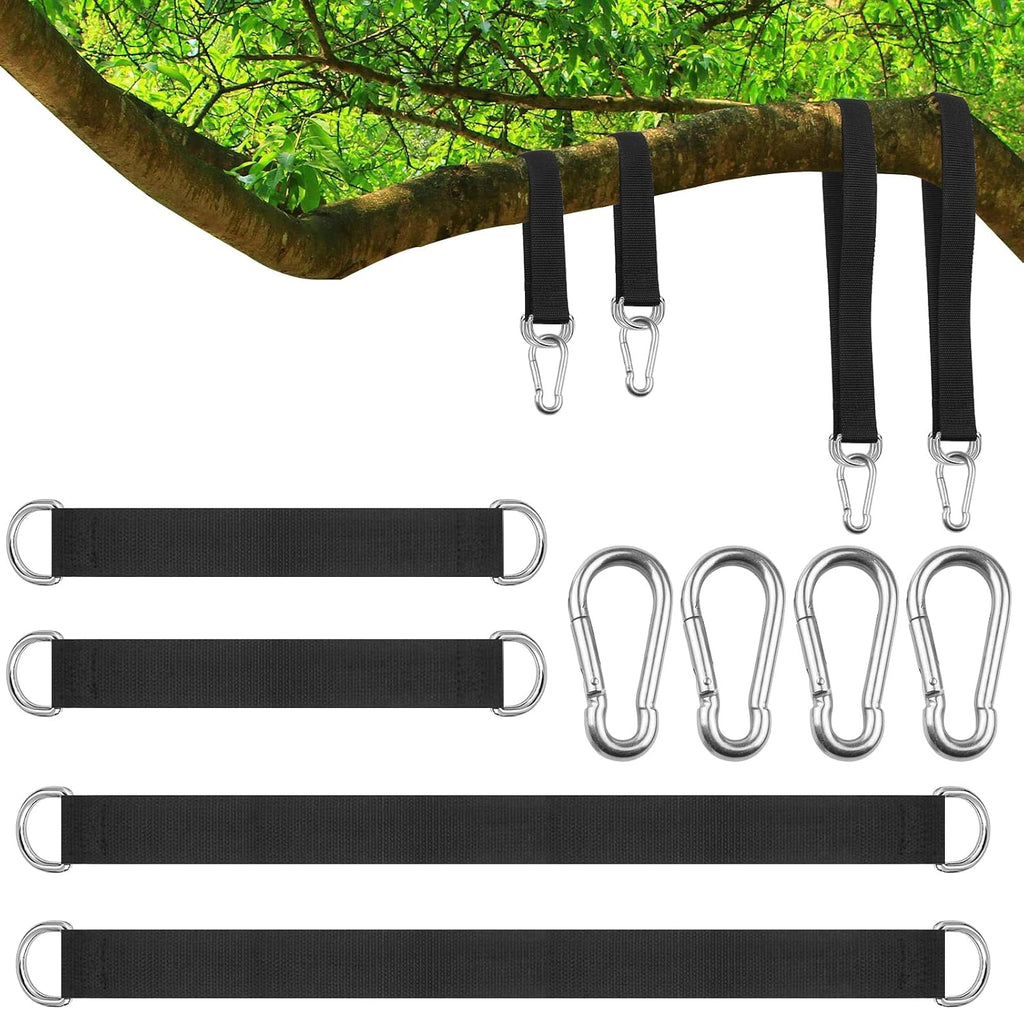 4 PCS Short Straps Tree Swing Straps Hanging Kit, with Carabiners, Heavy Duty Suspension Kits for Gym Fitness Cable Machine Extension, Hanging Pulleys, Rings,Hammock Tree Straps