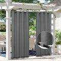 Easy-Going Linen Look Outdoor Curtains Waterproof Windproof Porch Curtains, Soft Thicken Outdoor Privacy Curtains for Patio, Gazebo, Grommet Top and Tab Bottom Drape, 1 Panel, 54x84 inch, Dark Grey