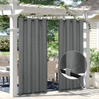 Easy-Going Linen Look Outdoor Curtains Waterproof Windproof Porch Curtains, Soft Thicken Outdoor Privacy Curtains for Patio, Gazebo, Grommet Top and Tab Bottom Drape, 1 Panel, 54x96 inch, Dark Grey