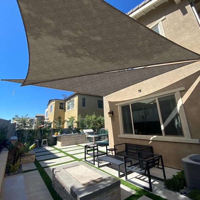 SUNLAX Sun Shade Sail SS-138 20' x 20' x 28.3' Brown Right Triangle Canopy Sail Shade Cover UV Block Permeable Sunshade Outdoor for Patio Backyard Deck Pergola (We Make Custom Size)