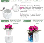 6 Inch African Violet Pots Self Watering, Ceramic Planter with Water Reservoir and Fill Lines, 4 Inch Opening, Indoor Flower Pot, Holds 3 Weeks of Water (2 Pack White)