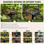 push-to-connect drip irrigation system kit, complete premium garden showing dimensions