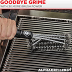 Alpha Grillers Grill Brush. Rust Proof Bbq Cleaning Scraper Accessories. Safe Stainless Steel Wire Bristle Grilling Cleaner Tools for Outdoor Barbecue Set, Incl Gas, Charcoal, Weber. Grill Brushes