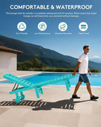 SERWALL Outdoor Chaise Lounge Set of 6, HDPE Pool Lounge Chair with 5-Position Adjustable Backrest, Patio Lounger with Rolling Wheels & Cup Holder for Pool, Aruba