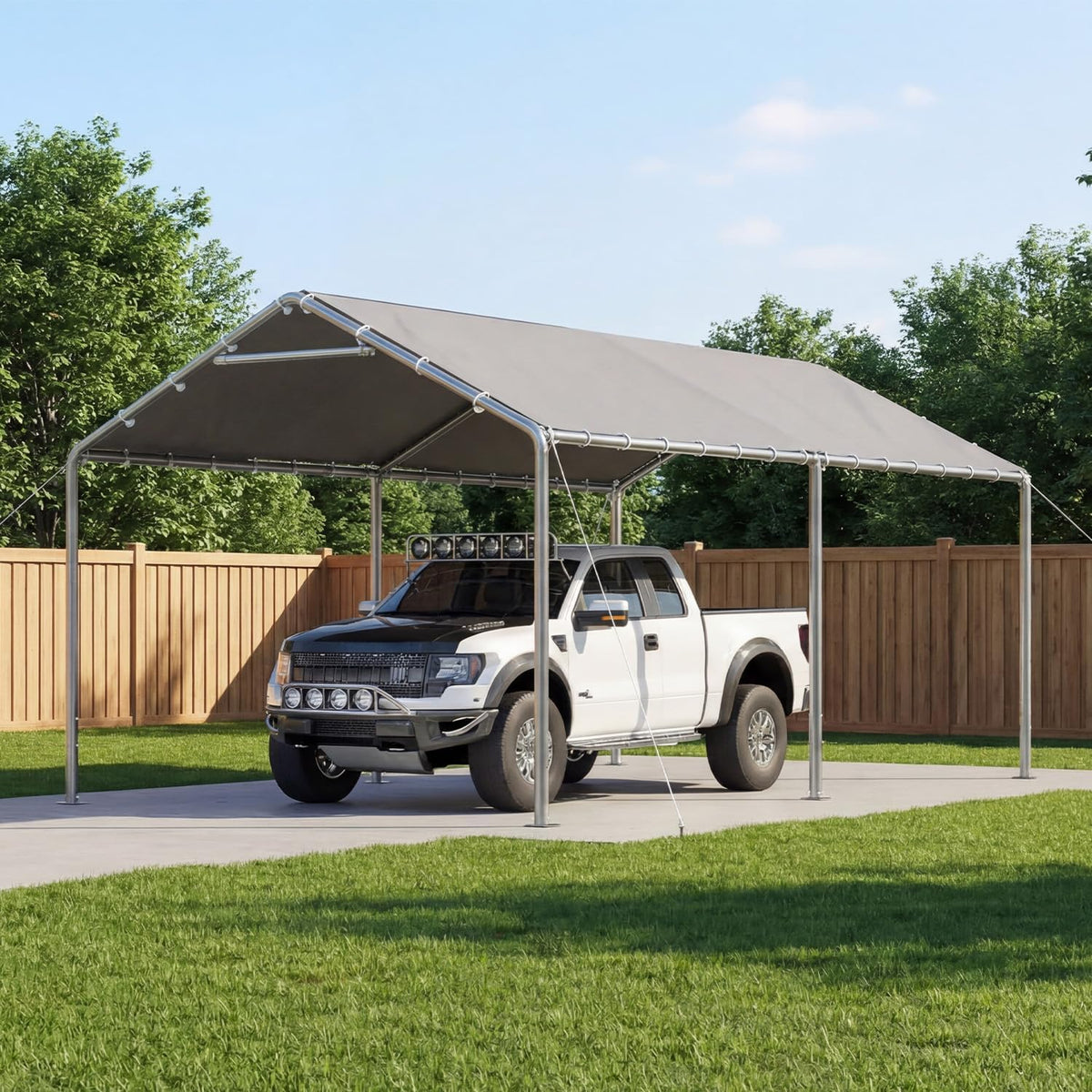 aoxun 10x20 carport heavy duty carport potable car shown in use