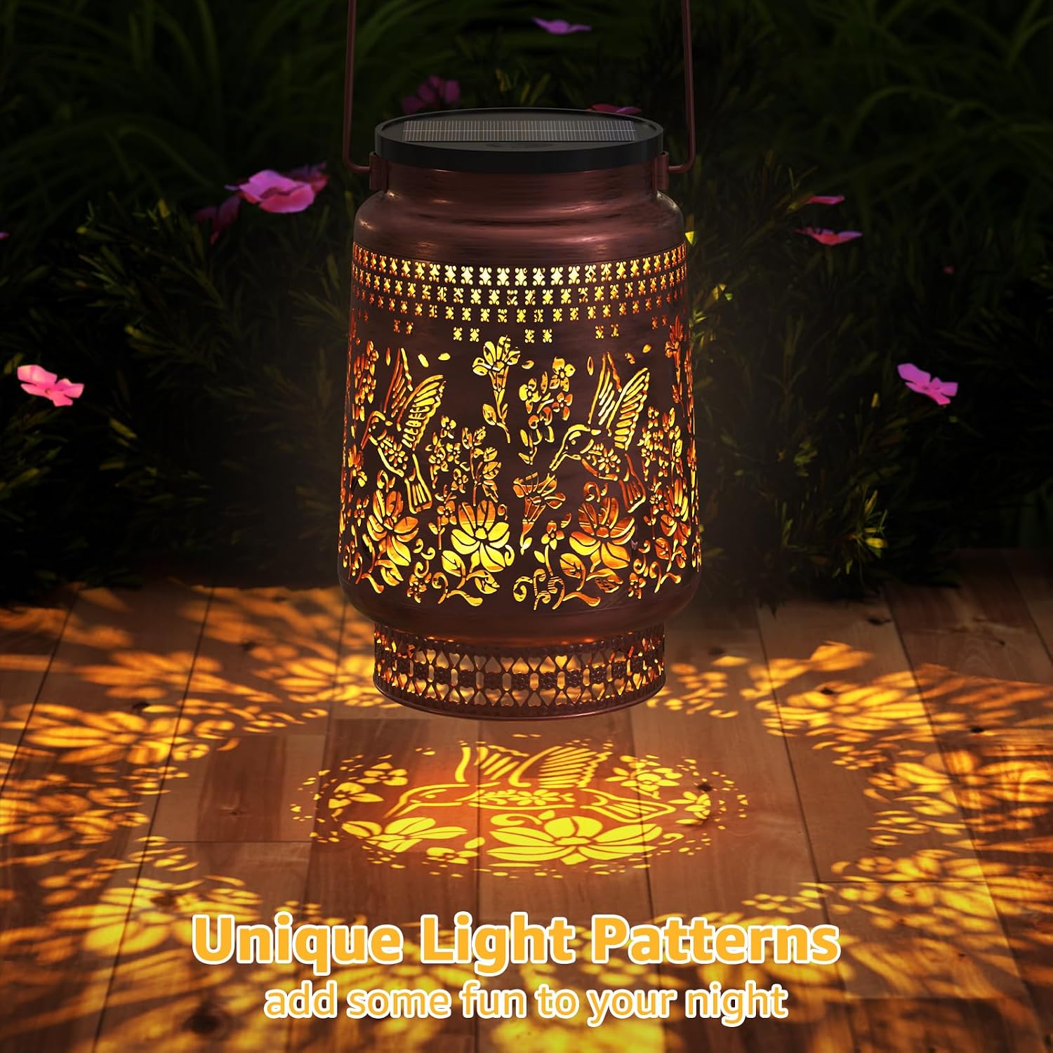 FUYO Solar Lanterns Outdoor Waterproof, Hummingbird Metal Hanging Solar Lights Outside Decorative for Backyard Patio Yard Pathway Porch, Garden Decor Birthday Gifts for Women Mom Grandma