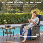 Belord Dual-Adjust Outdoor Swivel Recliner Chair – Wicker Reclining Patio Chair with Adjustable Backrest and Footrest, All-Weather Wicker Chaise Lounge Chair Outdoor for Pool Deck (2.0)