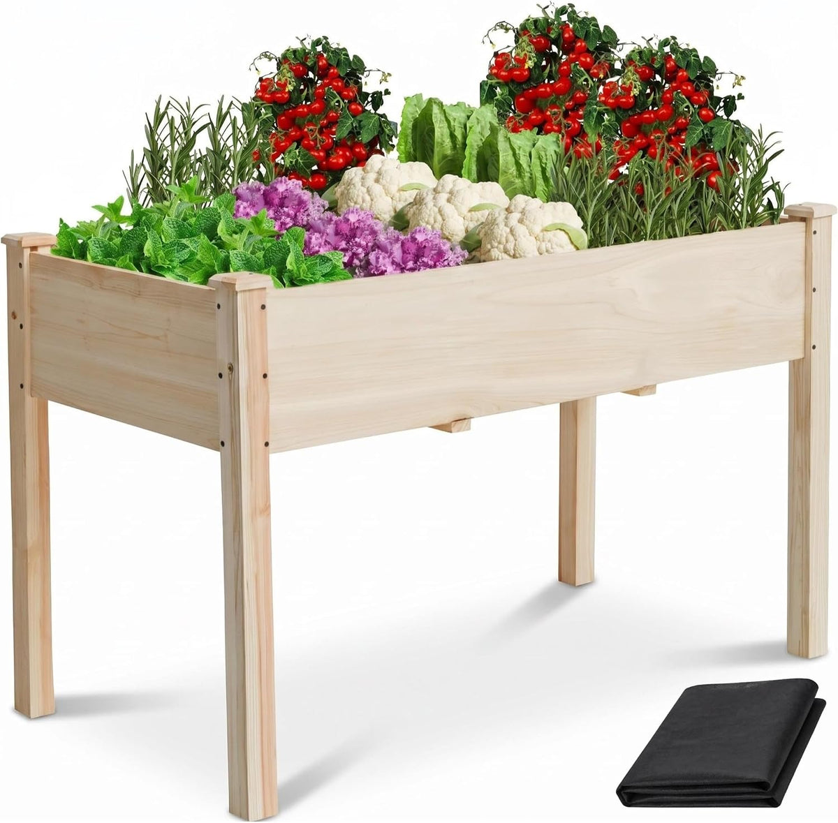 48x24x30 elevated wooden raised garden bed with legs, main product view