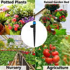 20 Pieces Drip Irrigation Emitters, Adjustable 360 Degree Drip Vortex Emitters on 5" with Stake for 1/4" Drip Irrigation Tubing Irrigation Fan Shape Drippers for Garden Watering System