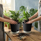 GARDIFE 2026 Upgraded Self Watering Plant Pots with Drainage Hole, 7/6.5/6/5.5/5/4 Inch Flower Planting Containers for House Plants, African Violet, Flowers, Cactus (Black, 7+6.5+6+5.5+5+4 inch)