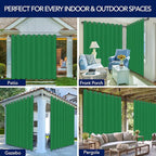 PureFit Outdoor Curtains for Patio Waterproof Weatherproof, UV Resistant Outside Curtains for Gazebo, Front Porch, Pergola, Sun Blocking Privacy Curtain, 150W x 95L inch, 1 Panel, Green