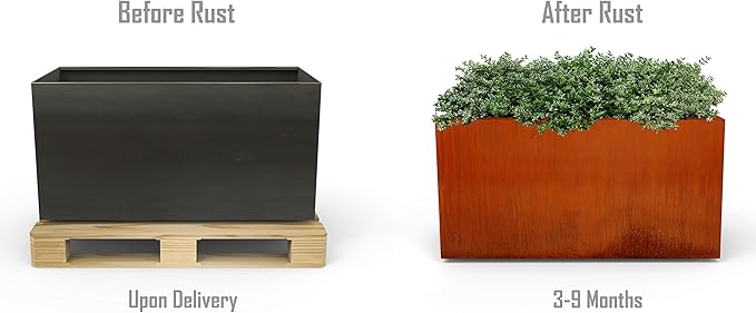 Plantercraft Corten Steel Planters | 46 Inch Large Rectangular Planters for Outdoor Plants | Extra Large Outdoor Planter Box for Patios, Walkways & Garden Borders | Made in USA
