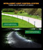 Super Bright Solar Lights Outdoor Waterproof-4 Pack, Dusk to Dawn Up to 12 Hrs Solar Garden Lights Outdoor Pathway Auto On/Off, LED Landscape Decorative Lighting for Walkway Patio Yard Outside