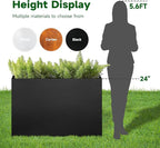 Black Steel Metallic Heavy Planter 36" x 15" x 24" for Outdoor Plants Metal Rectangular Outdoor Planter Spliced Flower Box with Partitions for Outside,Indoor,Garden (Black, 36 * 15 * 24)