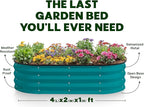 Plant & Plot Galvanized Raised Garden Beds Outdoor // 4×2×1 ft (2-Pack) Planter Raised Beds for Gardening, Vegetables, Flowers (Turquoise) // Large Metal Garden Box