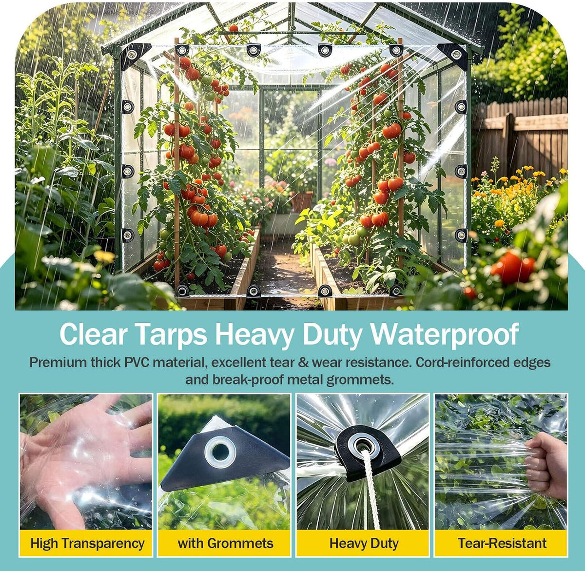 clear tarp heavy duty waterproof 8x10ft clear vinyl shown in use