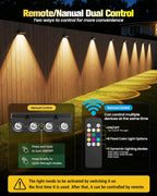 JOFIOS Fence Lights Solar Powered with Remote 12 Pack, Warm White, Cool White and RGB Color Glow LED Solar Lights Outdoor, Dusk to Dawn Solar Fence Lights for Patio, Backyard, Railing, Deck, and Wall