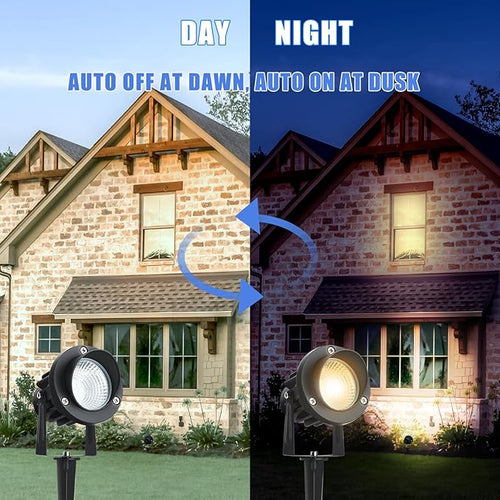20W Dusk to Dawn led Light Spotlights Outdoor, Low Voltage Warm White Outdoor Spot Lights with Transformer Uplights Waterproof IP65 for Tree Yard Patio Gate Flags Garden 4 Pack