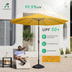JEAREY 9FT Outdoor Patio Umbrella Market Umbrella with Push Button Tilt and Crank, Outdoor Table Umbrellas 8 Sturdy Ribs UV Protection Waterproof for Garden, Deck, Backyard, Pool (Bright Orange)