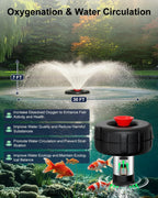 SYY Pond Fountain Aerator, 1HP 15000 GPH 110V Stainless Steel Floating Fountain Pump with Timer, 100FT Power Cord & 2×100FT Rope, Energy Efficient for Water Circulation & Oxygenation in Large Ponds
