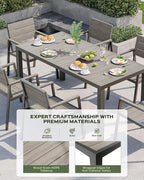 5-Piece Outdoor Dining Set, Aluminum Dining Table Set for 4, Patio Table and Chairs Set with Umbrella Hole, All Weather HDPS Outdoor Table and Chairs for 4 (Gray)
