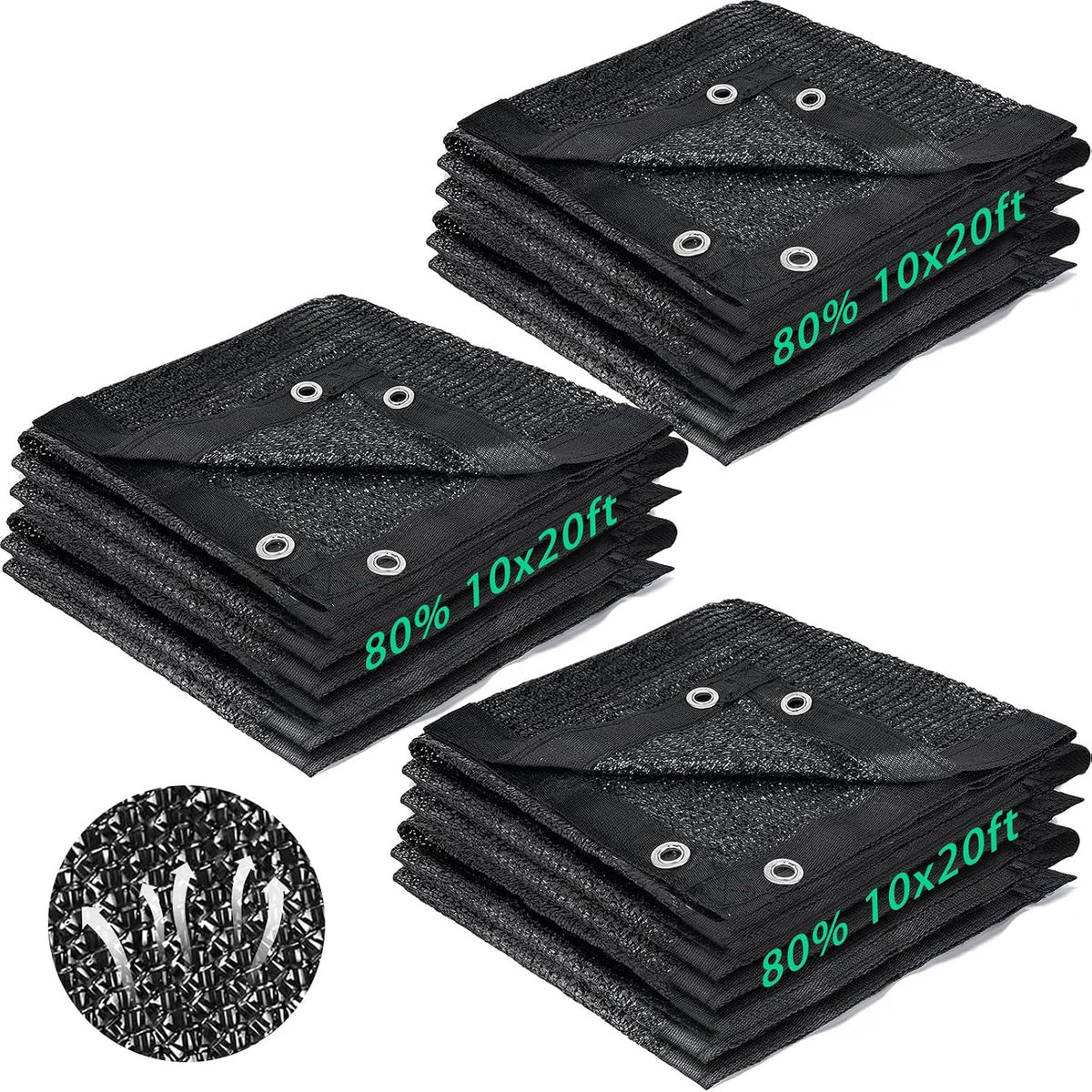 80% shade cloth 10 x 20 ft black, main product view