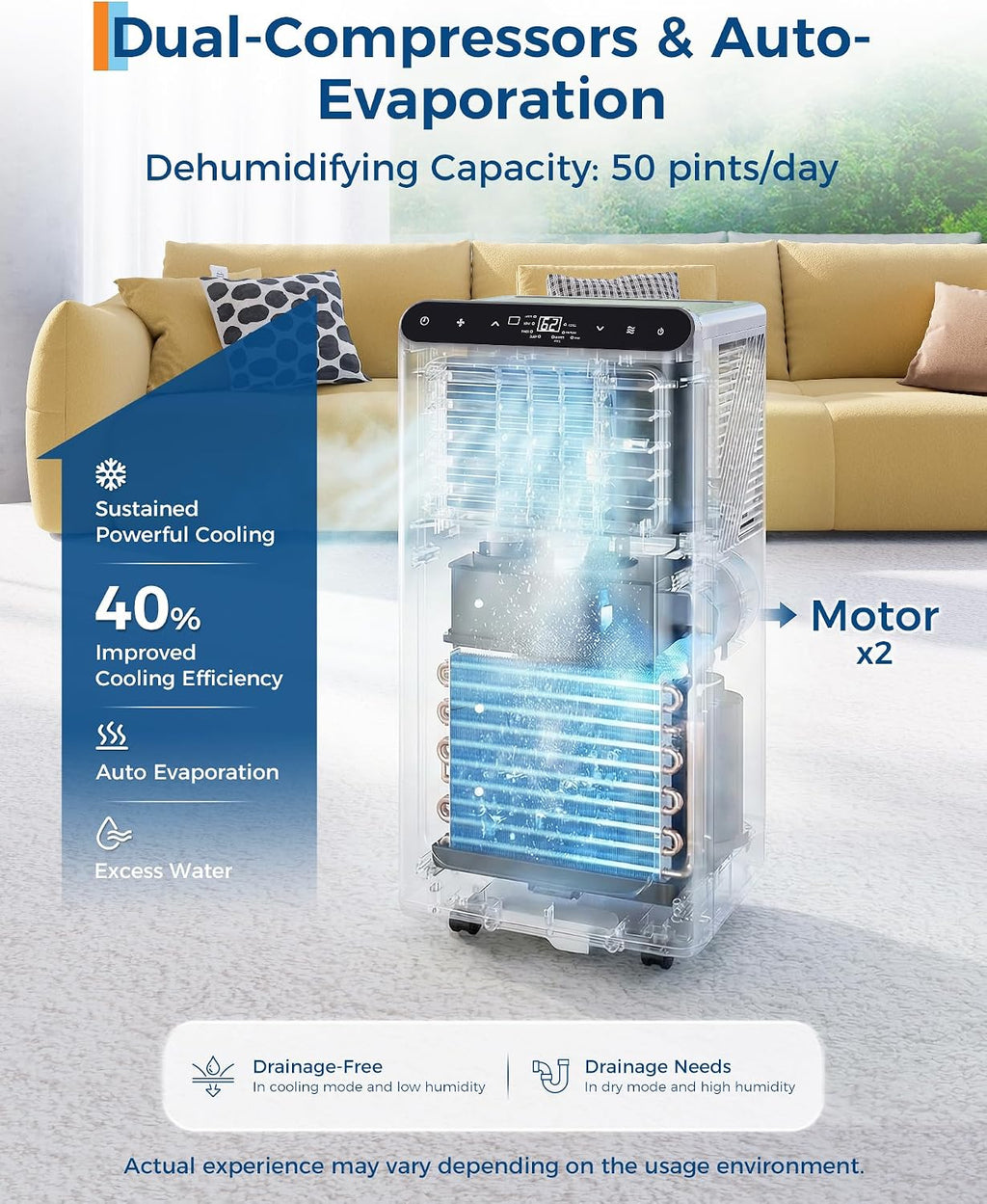 garveehome 8000btus portable air conditioners with remote control,350, side view