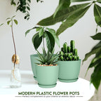 Utopia Home - Plant Pots Indoor with Drainage - 7/6.6/6/5.3/4.8 Inches Home Decor Flower Pots for Indoor Planter - Pack of 5 Plastic Planters for Indoor Plants, Cactus, Succulents Pot - Mint