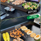 Grilling Rear Grease Gate for Blackstone Griddle Accessory Grease Blocker | Buckle Design Griddle Cooking Accessory Block Food into Rear Grease Catcher, Not For Old-style Long Hook 17" & 22" Blackstone