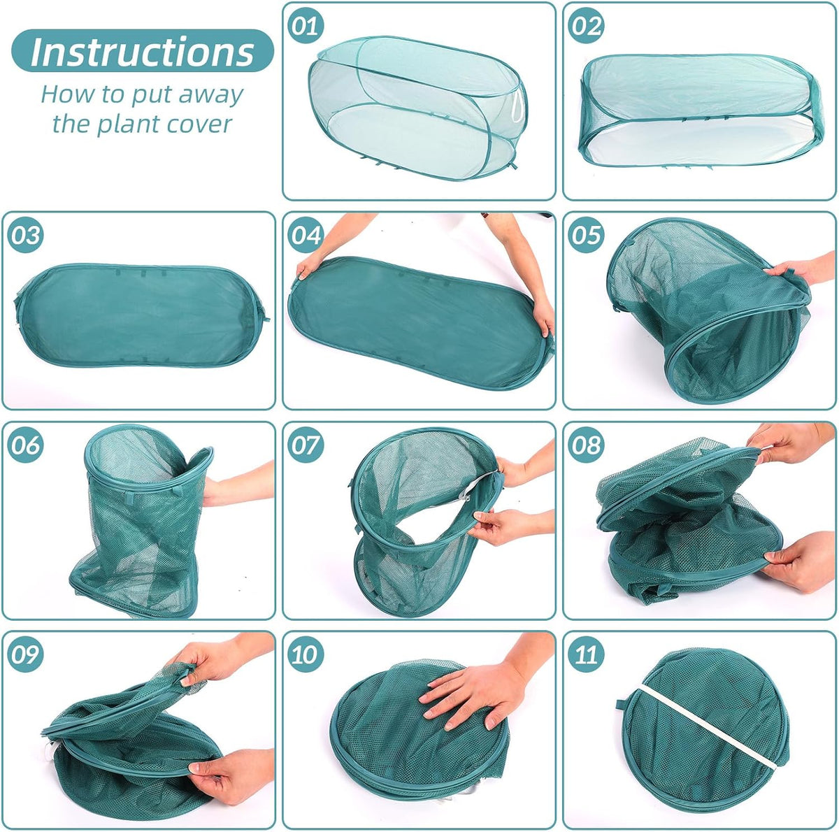 molain 4 pcs pop up garden plant covers showing dimensions