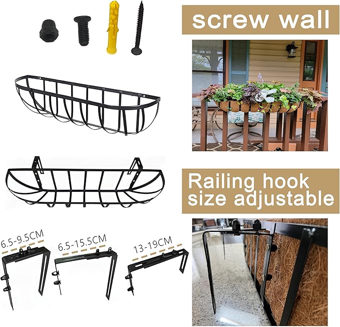 4pack 30-inch Window Sill Window Railing Planters with Cocoa Liner for Outdoor Balconies, Porches, Fences, Patio Railings