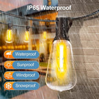 Outdoor String Led Patio Lights - 50Ft 15M Outside Waterproof Light ST38 Shatterproof Bulb Connectable Hanging Outdoor Electric Lighting for Backyard Yard Gazebo Porch Party