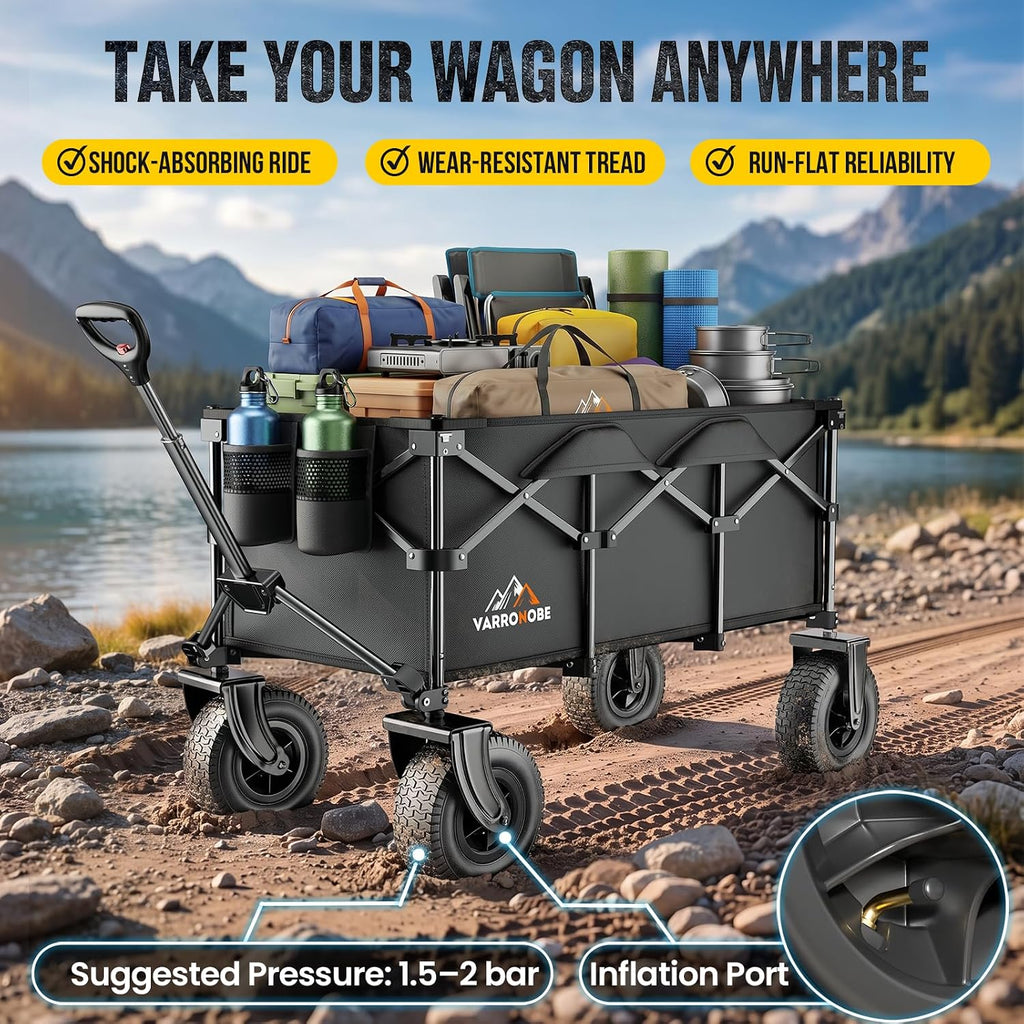 220l all-terrain heavy duty folding wagon with 10", side view