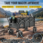 220l all-terrain heavy duty folding wagon with 10", side view
