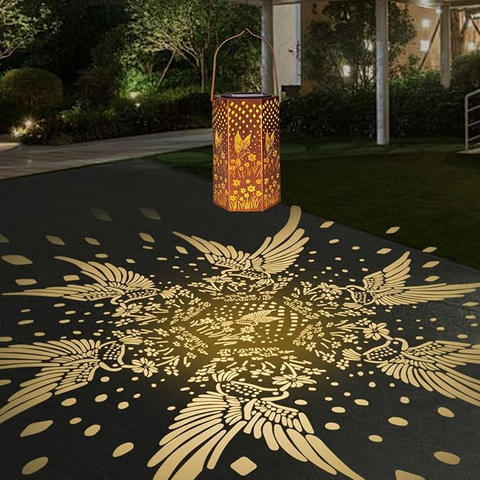 2 Pack Hummingbird Solar Lanterns Outdoor Waterproof - Mothers Day Gifts for Mom Grandma, Birthday Gifts for Women, Solar Lights Outdoor Garden Decor for Outside