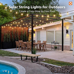 addlon 200FT(2 Pack*100FT) Solar String Lights Outdoor Waterproof with Remote, Dimmable Commercial Grade Solar Powered String Lights with 108 LED Bulbs, Hanging Light for Backyard Party Decor