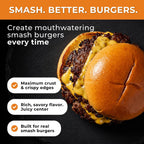 The Burger Smasher™ Pre-Seasoned Heavy Duty Cast Iron Smash Burger Press Kit - Heat Resistant Burger Smasher for Griddle, Food, Chef, Meat & Cooking Press, Hamburger Smasher - 30 Patty Paper