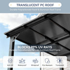 10x8 ft lean to gazebo pergola, outdoor wall, side view