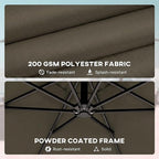 Outsunny 10 ft Offset Patio Umbrella with Cover, Round Hanging Cantilever Umbrella with 6-Position 360° Rotation, Crank Handle, Tilt, Cross Base, Heavy Duty Outdoor Umbrella for Garden