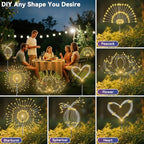 Garden Outdoor Lights, 2 Pack 120 LED Solar Garden Lights Fairy Lights Outdoor Waterproof Decorative Solar Firework Lights for Yard Patio Pathway Flowerbed Party Wedding Decor, Warm White